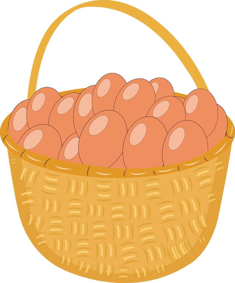 Ei Korb mit Ei isoliert auf Weiß Hintergrund Vektor Illustration
