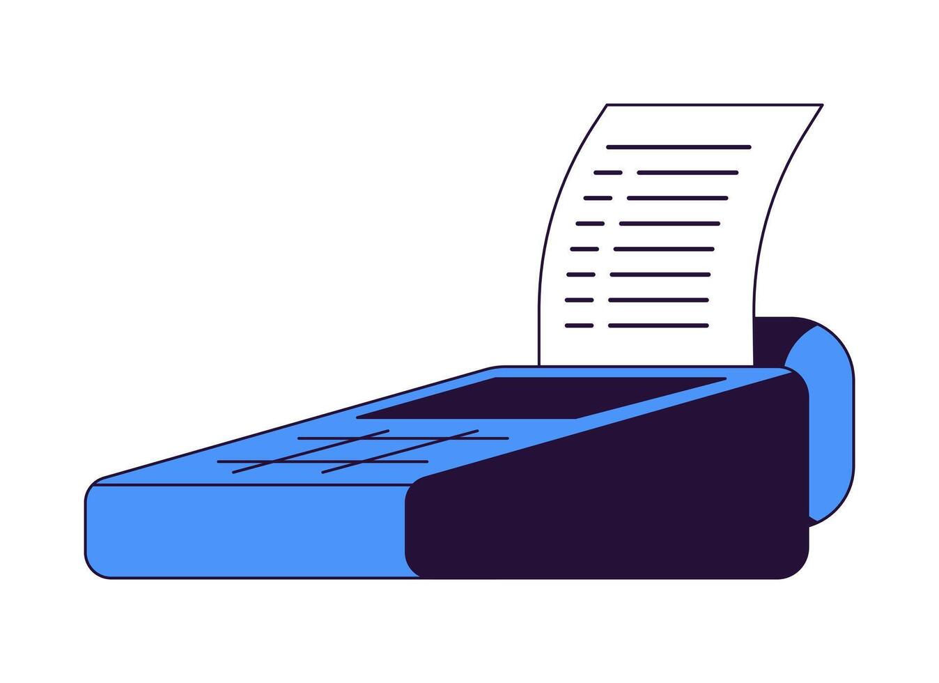 pos terminal med mottagande 2d linjär tecknad serie objekt. kontaktlös betalning. detaljhandeln pos Utrustning isolerat linje vektor element vit bakgrund. trådlös teknologi Färg platt fläck illustration