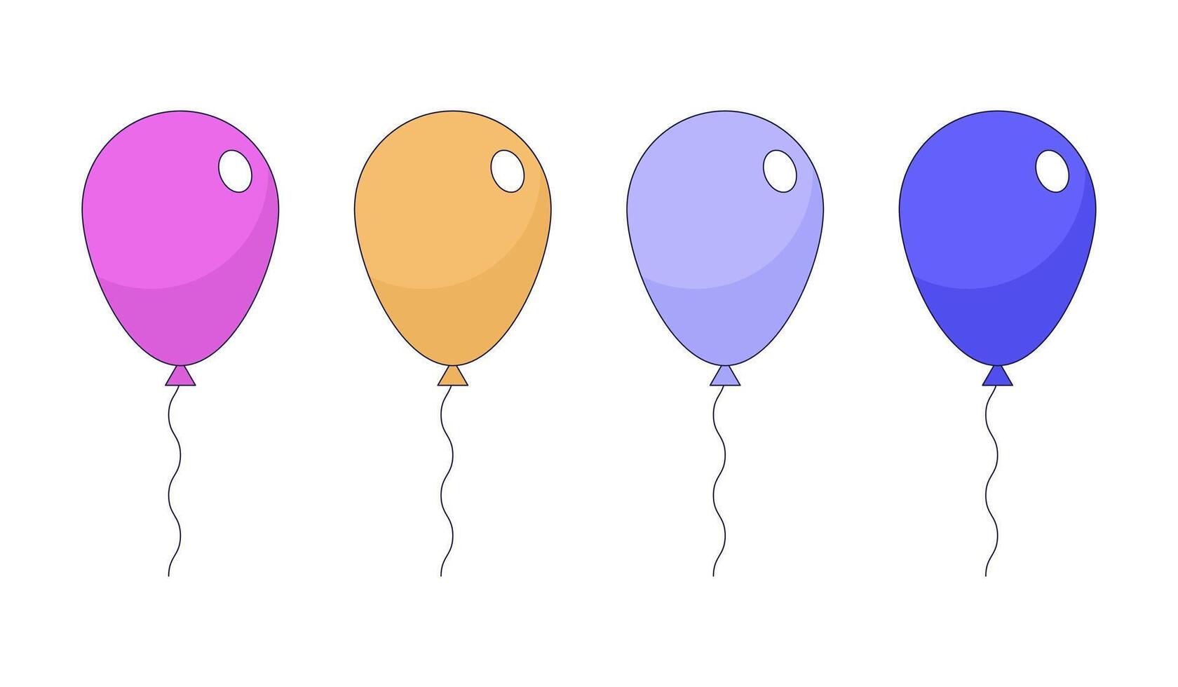 flytande luft ballonger 2d linjär tecknad serie objekt uppsättning. födelsedag fest Tillbehör. festlig dekor isolerat linje vektor element vit bakgrund. Semester symboler Färg platt fläck illustration samling