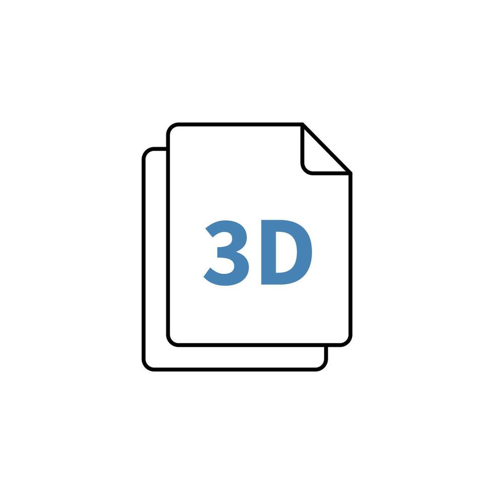 3d Datei Konzept Linie Symbol. einfach Element Abbildung.3d Datei Konzept Gliederung Symbol Design. vektor