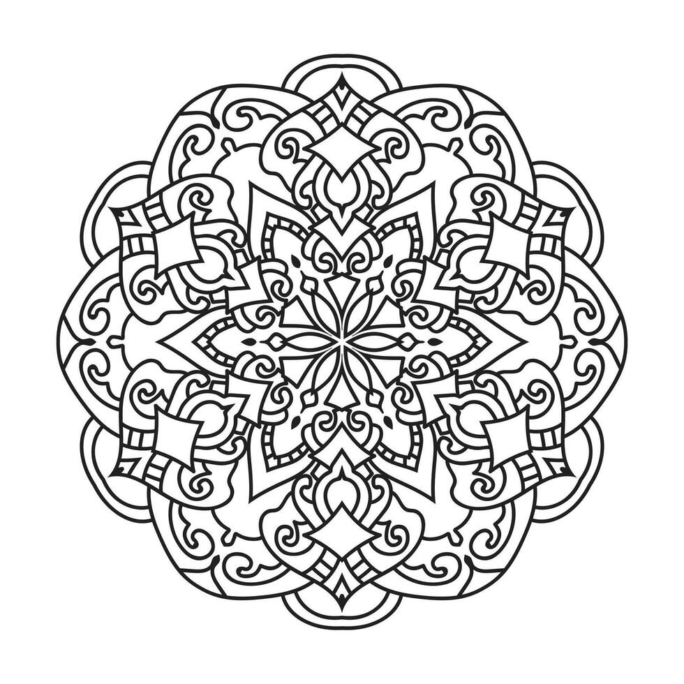 Gliederung Mandala zum Färbung Buch dekorativ runden Ornament vektor