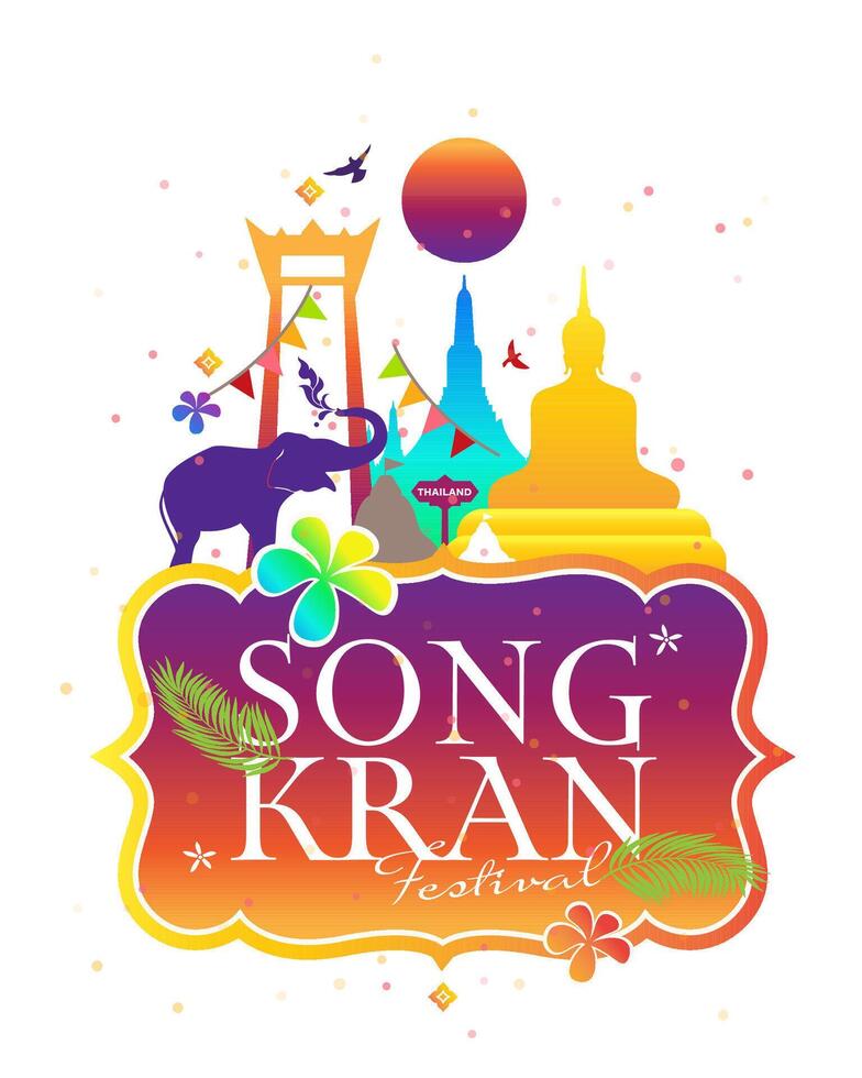 begrepp av thailand vatten festival roligt, songkran dag logotyp design mall vektor