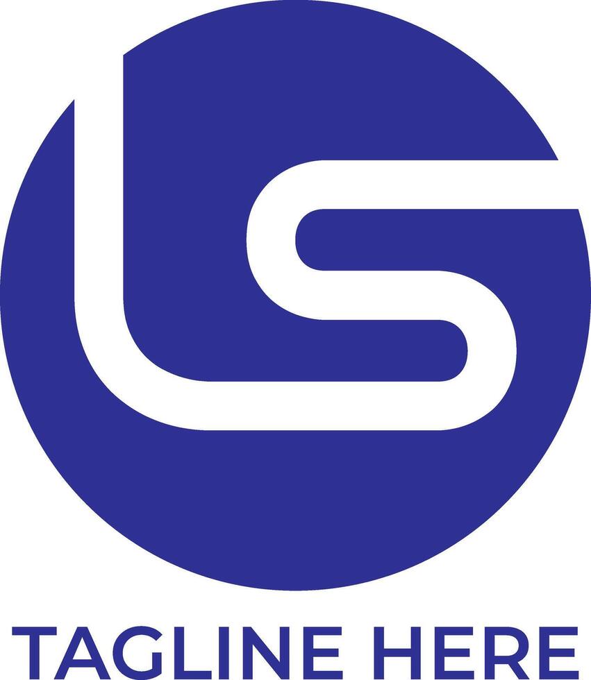 ls brev första monogram logotyp och blå cirkel vektor