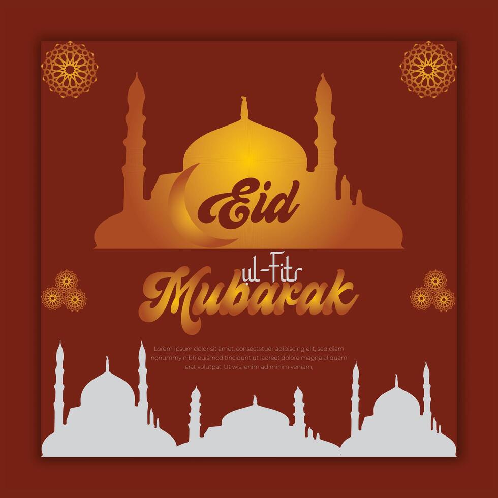 eid al-fitr mubarak islamic hälsning kort, social media posta mall, vektor illustration