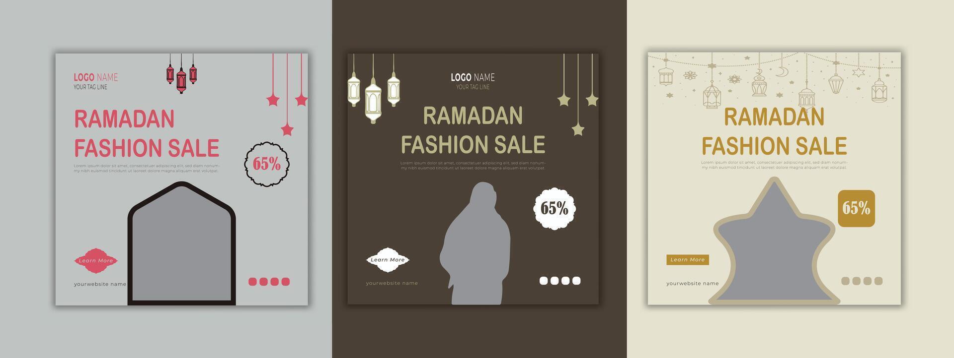 einstellen von Ramadan Mode Verkauf Sozial Medien Banner Post Vorlage vektor