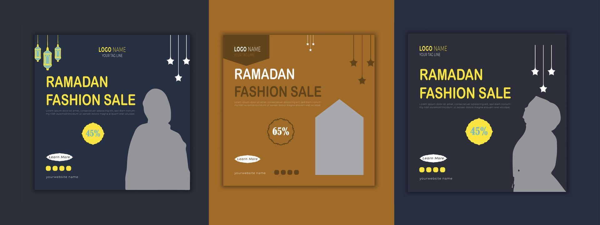 uppsättning av ramadan mode försäljning social media baner posta mall vektor
