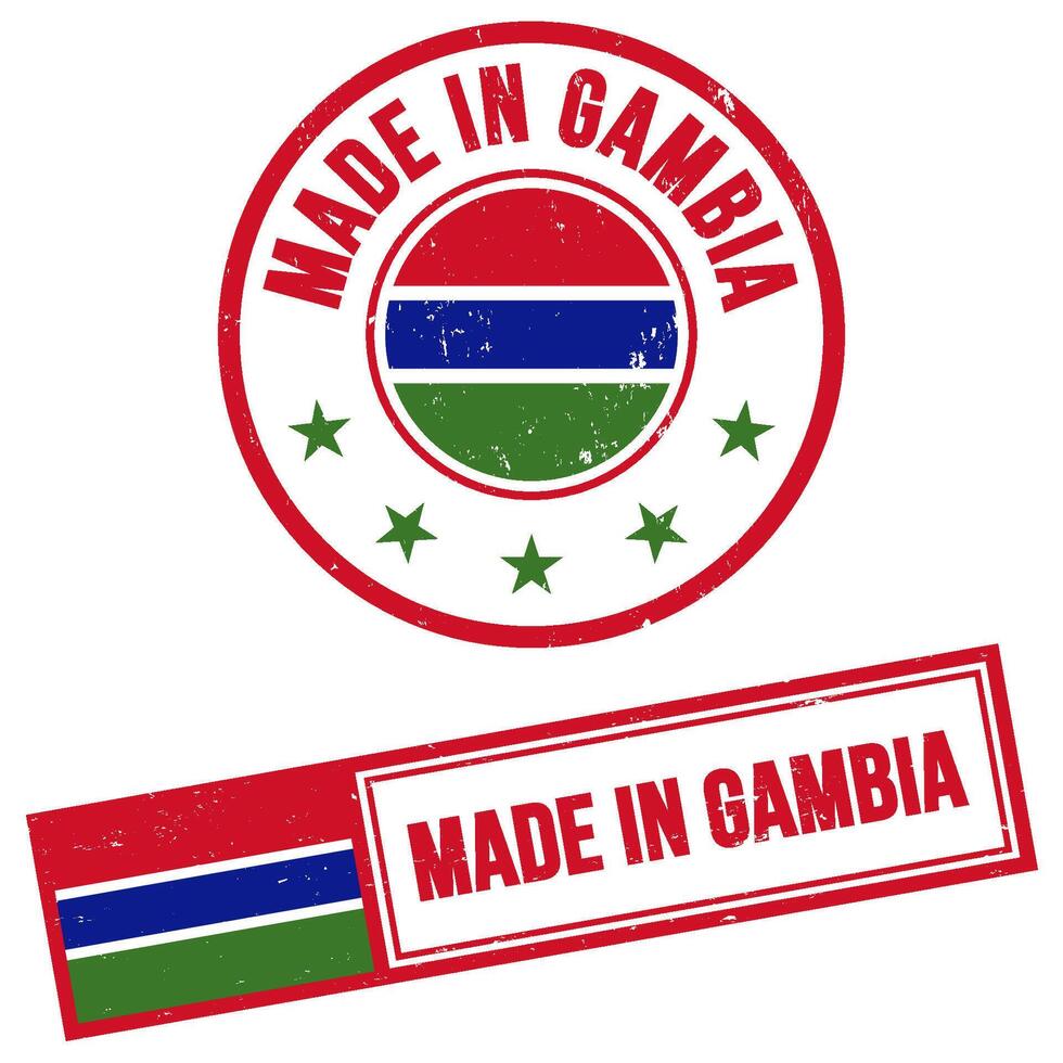 gemacht im Gambia Briefmarke Zeichen Grunge Stil vektor