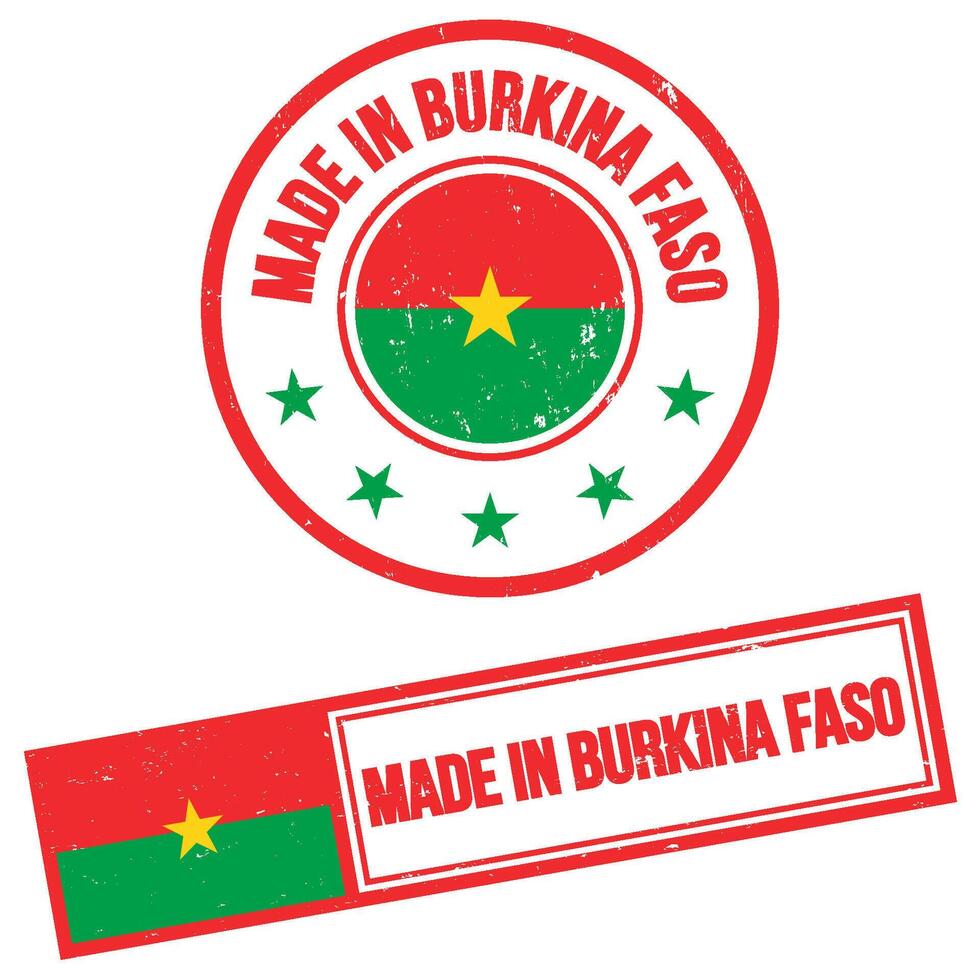 gemacht im Burkina Faso Briefmarke Zeichen Grunge Stil vektor