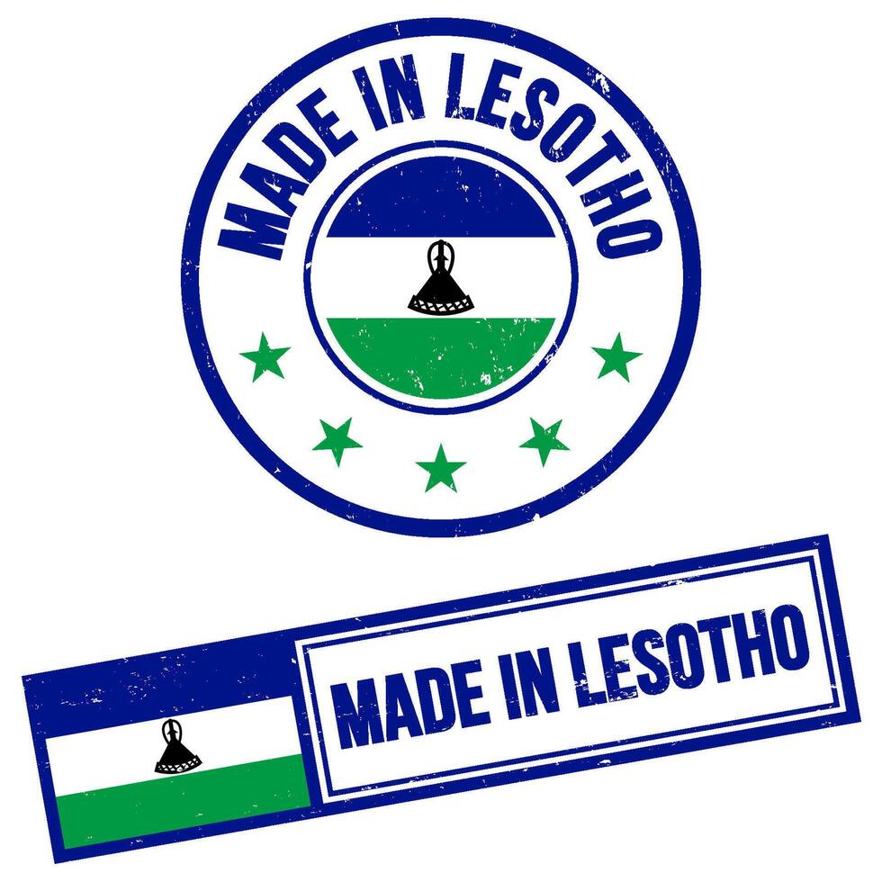 gemacht im Lesotho Briefmarke Zeichen Grunge Stil vektor