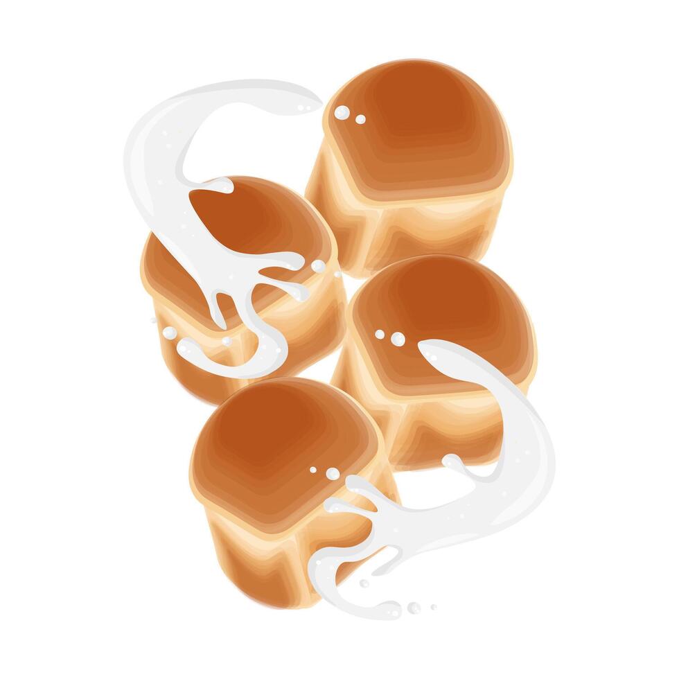 japanisch Milch Brötchen Levitation Vektor Illustration Logo