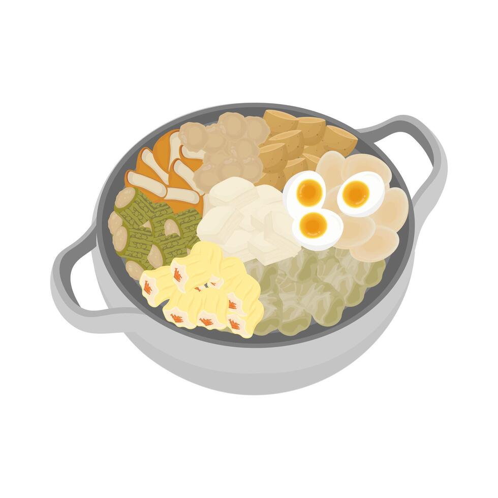 Logo Illustration Vektor siomay somai gekocht Ei und Gemüse im ein Eintopf