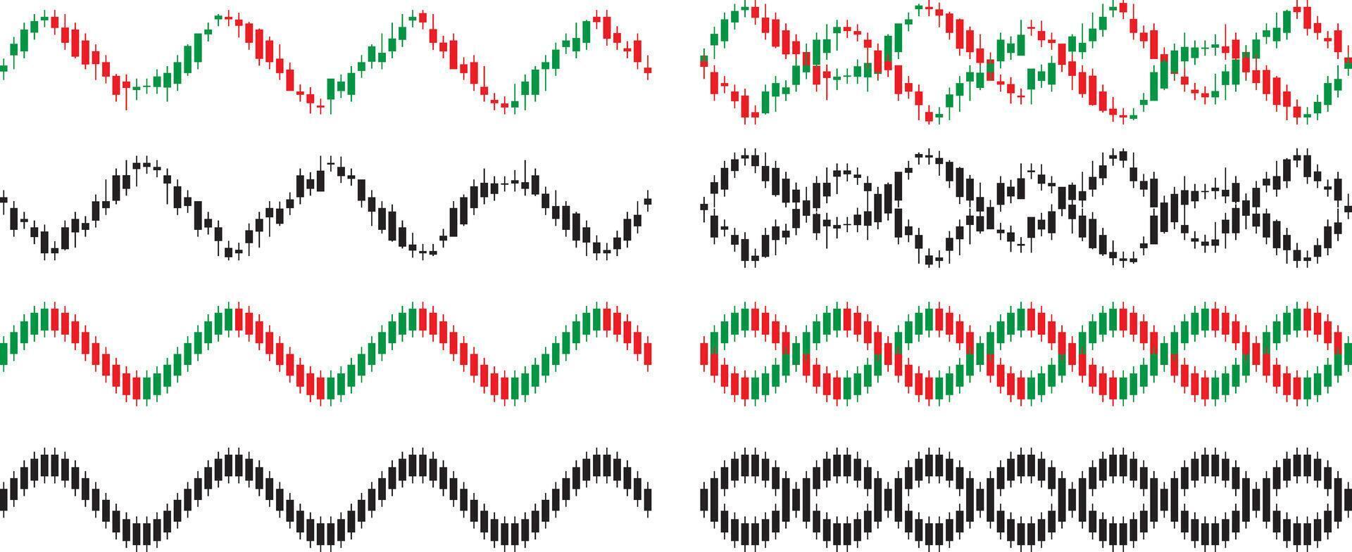 ljusstake mönster i vågor i svart och grön, röd original- färger vektor