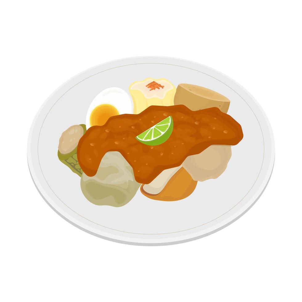 Logo Illustration Vektor köstlich siomay Knödel mit Erdnuss Soße