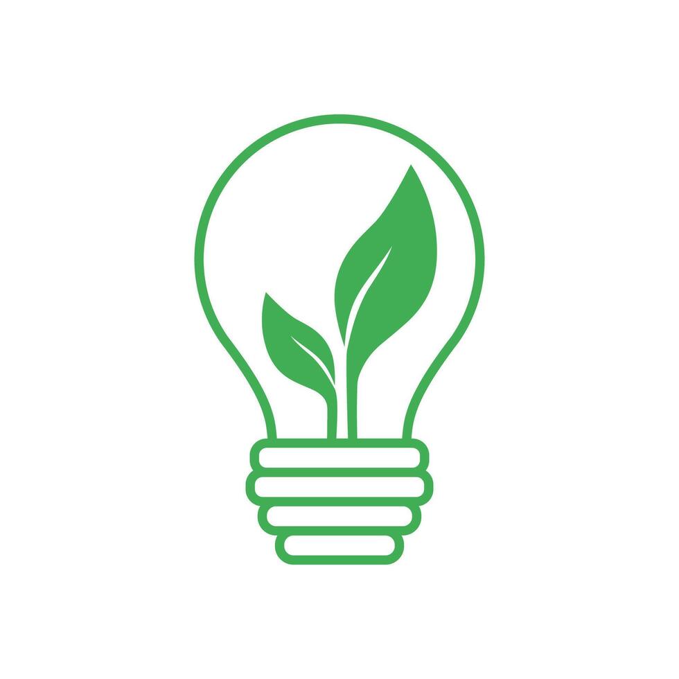 glödlampa med grön blad inuti. hållbar eco energi ikon. spara energi begrepp. vektor illustration. miljö- vänlig