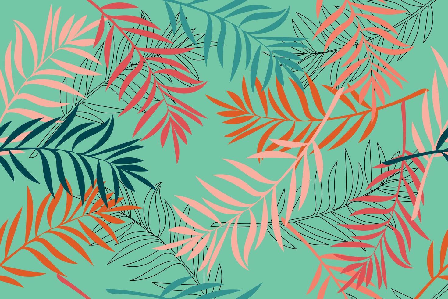 elegant sömlös mönster med tropisk löv. modern exotisk design för papper, omslag, tyg, tapet, interiör. vektor