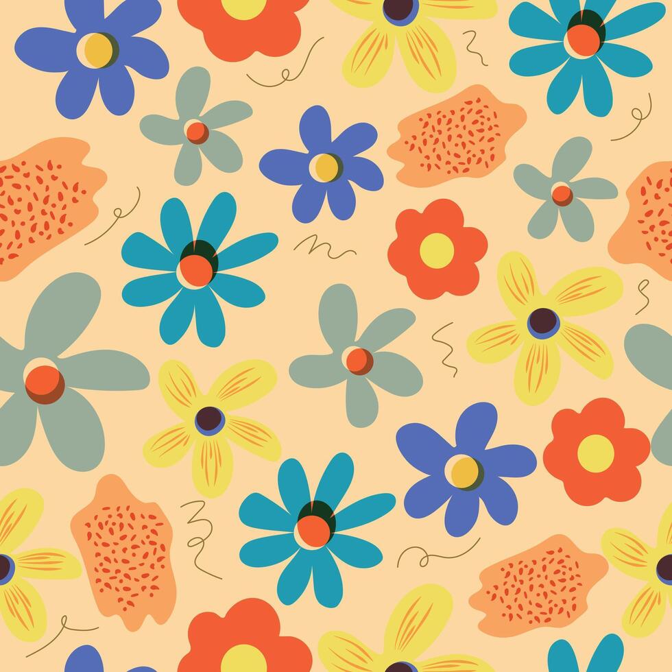 Blumen- Sommer- nahtlos Muster. Blumen- hell drucken. Design zum Stoff, Verpackung, Abdeckung. vektor
