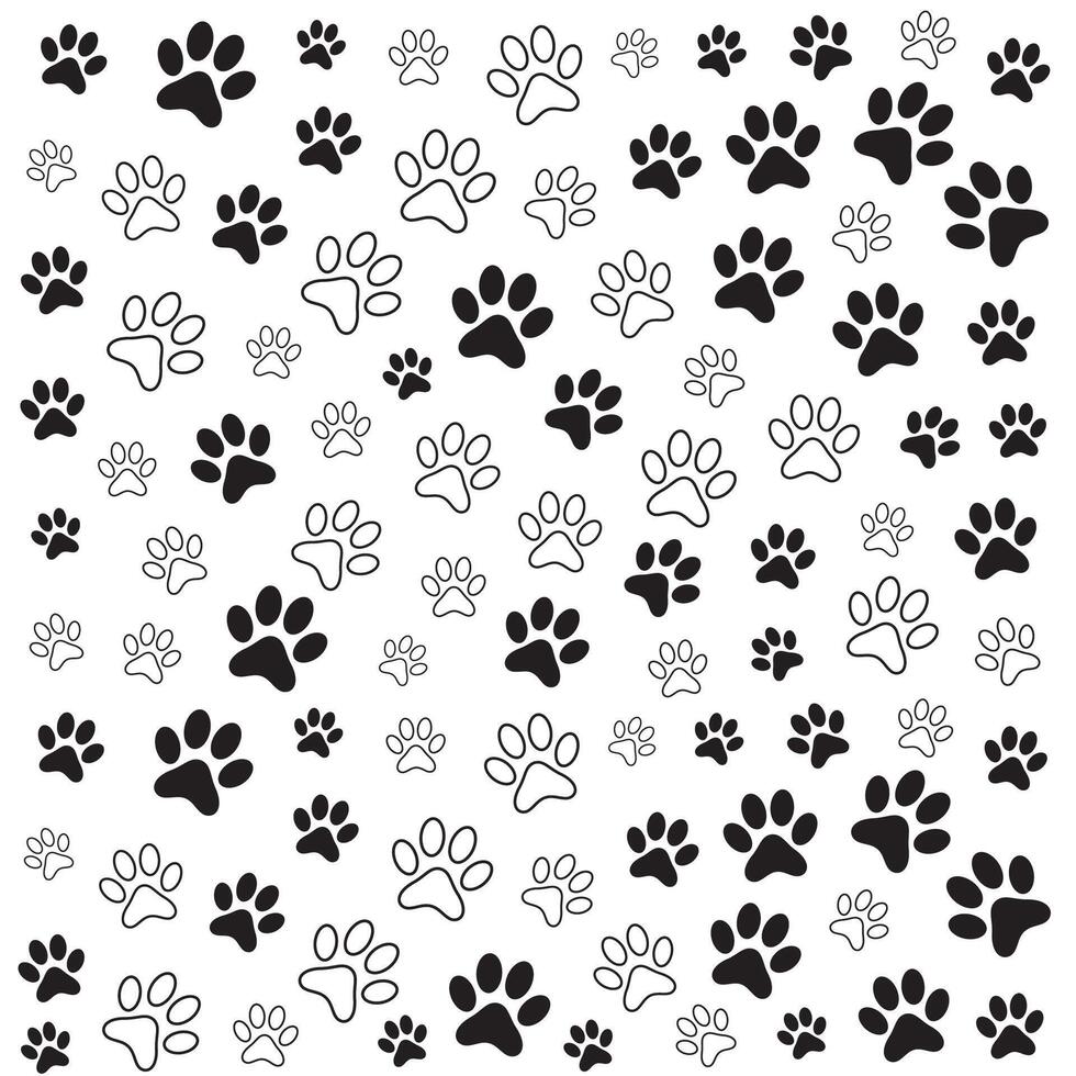 Tier Muster Hintergrund, süß Pfote drucken Vektor Illustration. Hund Fußabdruck schwarz Muster