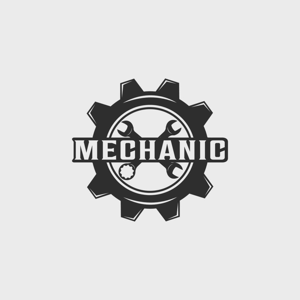 Mechaniker Logo Jahrgang Vektor Illustration Vorlage Symbol Etikette Design