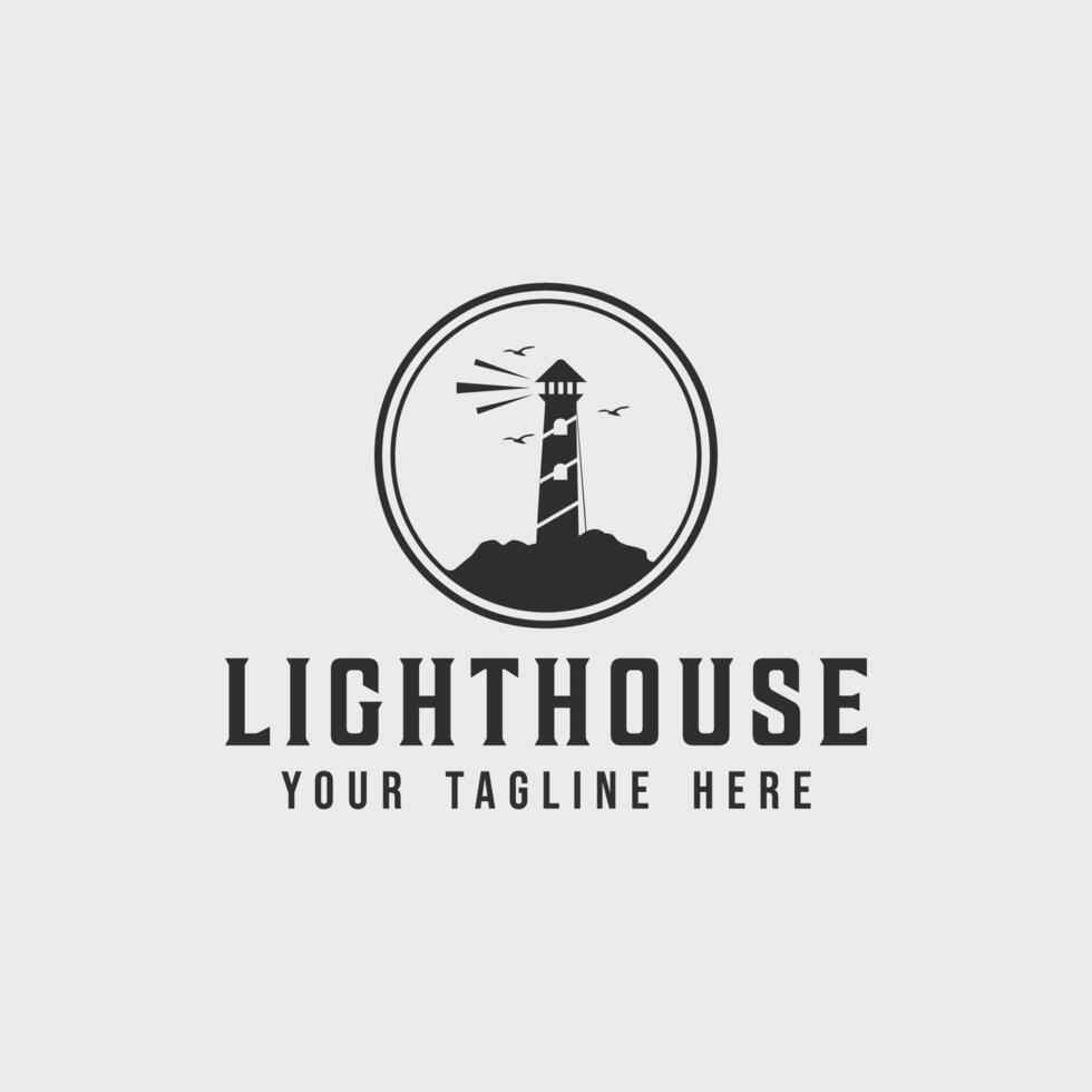Licht Haus Jahrgang Abzeichen Logo Vektor Illustration Grafik Design