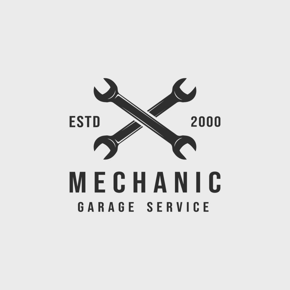 Mechaniker Logo Jahrgang Vektor Illustration Vorlage Symbol Etikette Design