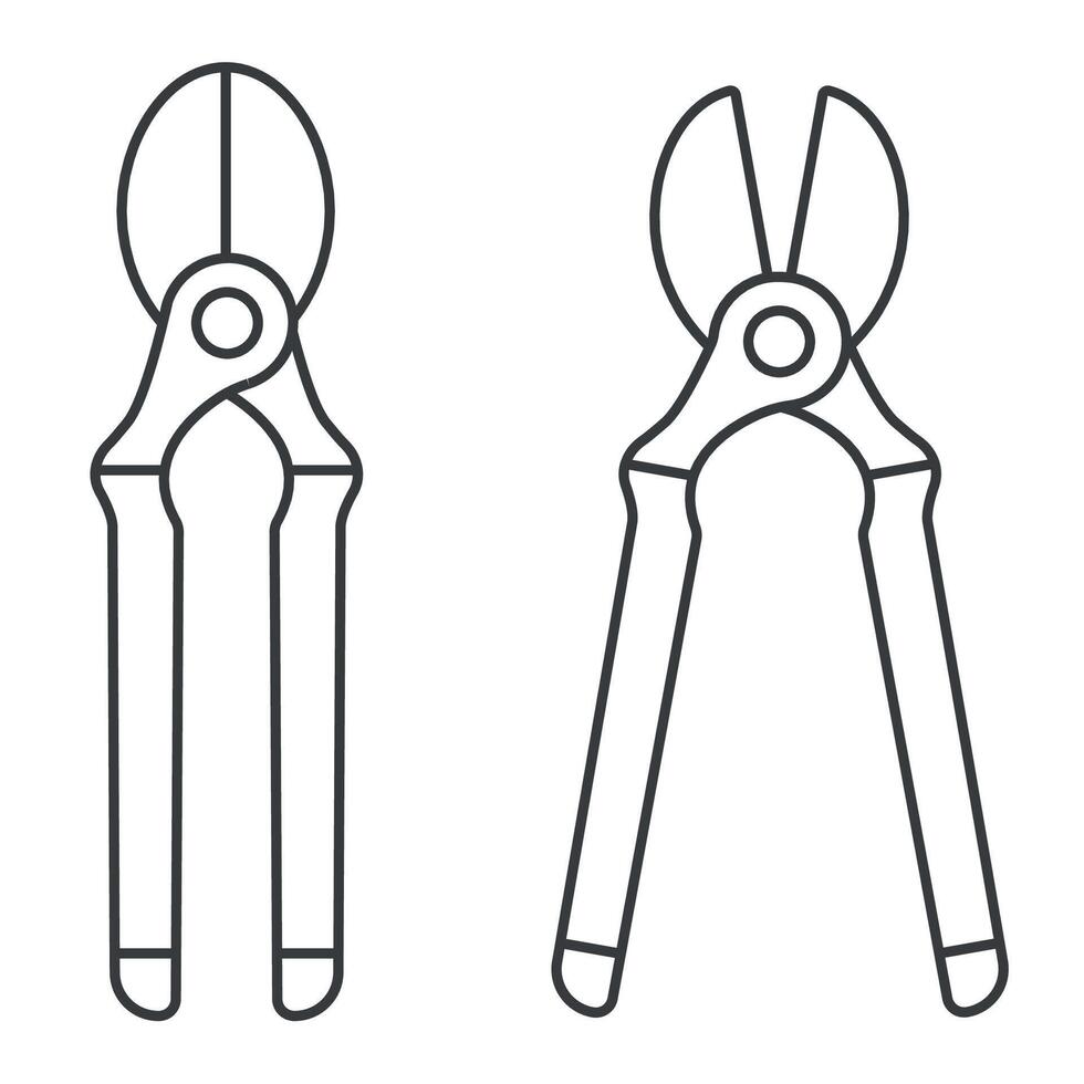 Gartenschere Symbol Umriss. Vektor einfach Linien. isoliert auf Weiß. Garten Sektor Symbol.