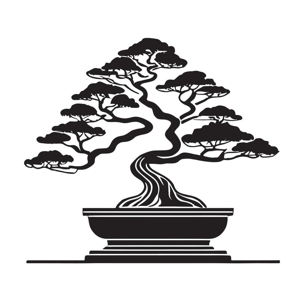 Hand gezeichnet Illustration von Bonsai Baum vektor