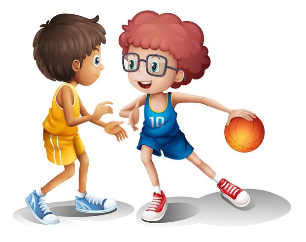 Barn som spelar basket vektor
