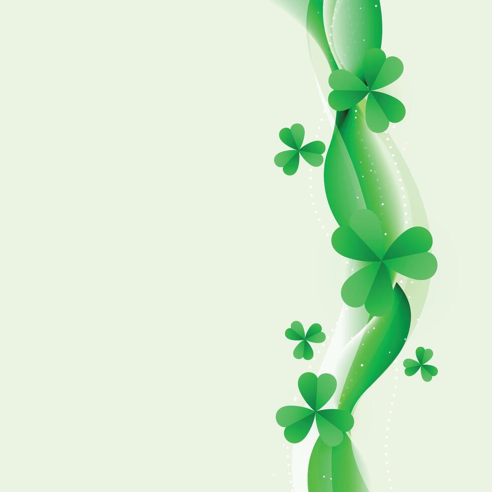 st Patrick's Tag Hintergrund. Vektor Illustration zum Glücklich Frühling Design mit Kleeblatt. Grün Kleeblatt Rand und Streifen Rahmen isoliert auf Grün Hintergrund. Irland Symbol Muster. irisch Header zum Netz.