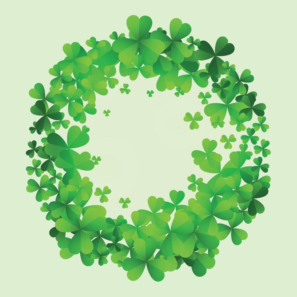 st Patricks dag bakgrund. vektor illustration för tur- vår design med vitklöver. grön klöver gräns och rand ram isolerat på grön bakgrund. irland symbol mönster. irländsk rubrik för webb.