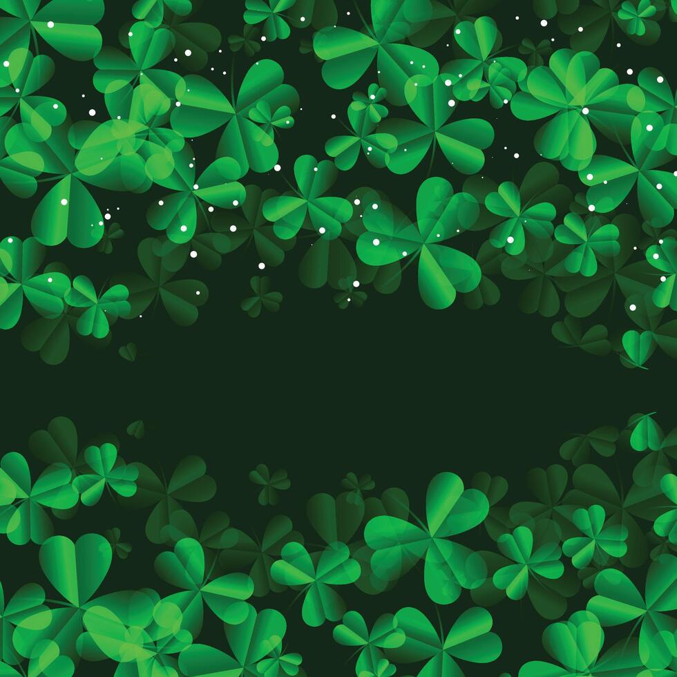st Patricks dag bakgrund. vektor illustration för tur- vår design med vitklöver. grön klöver gräns och rand ram isolerat på grön bakgrund. irland symbol mönster. irländsk rubrik för webb.
