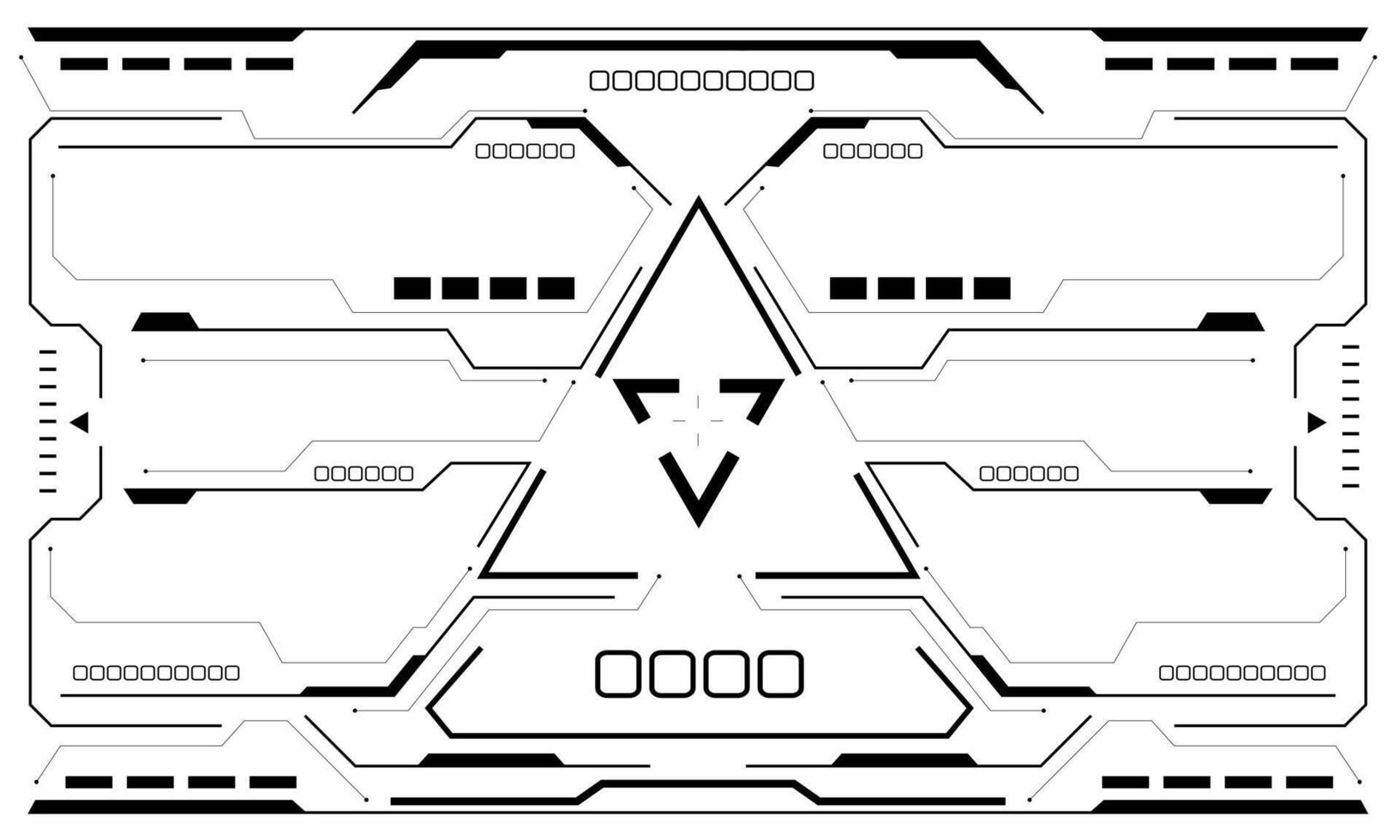 hud Sci-Fi Benutzer Schnittstelle Aussicht schwarz Dreieck geometrisch Design virtuell Wirklichkeit futuristisch Technologie kreativ Anzeige auf Weiß Vektor