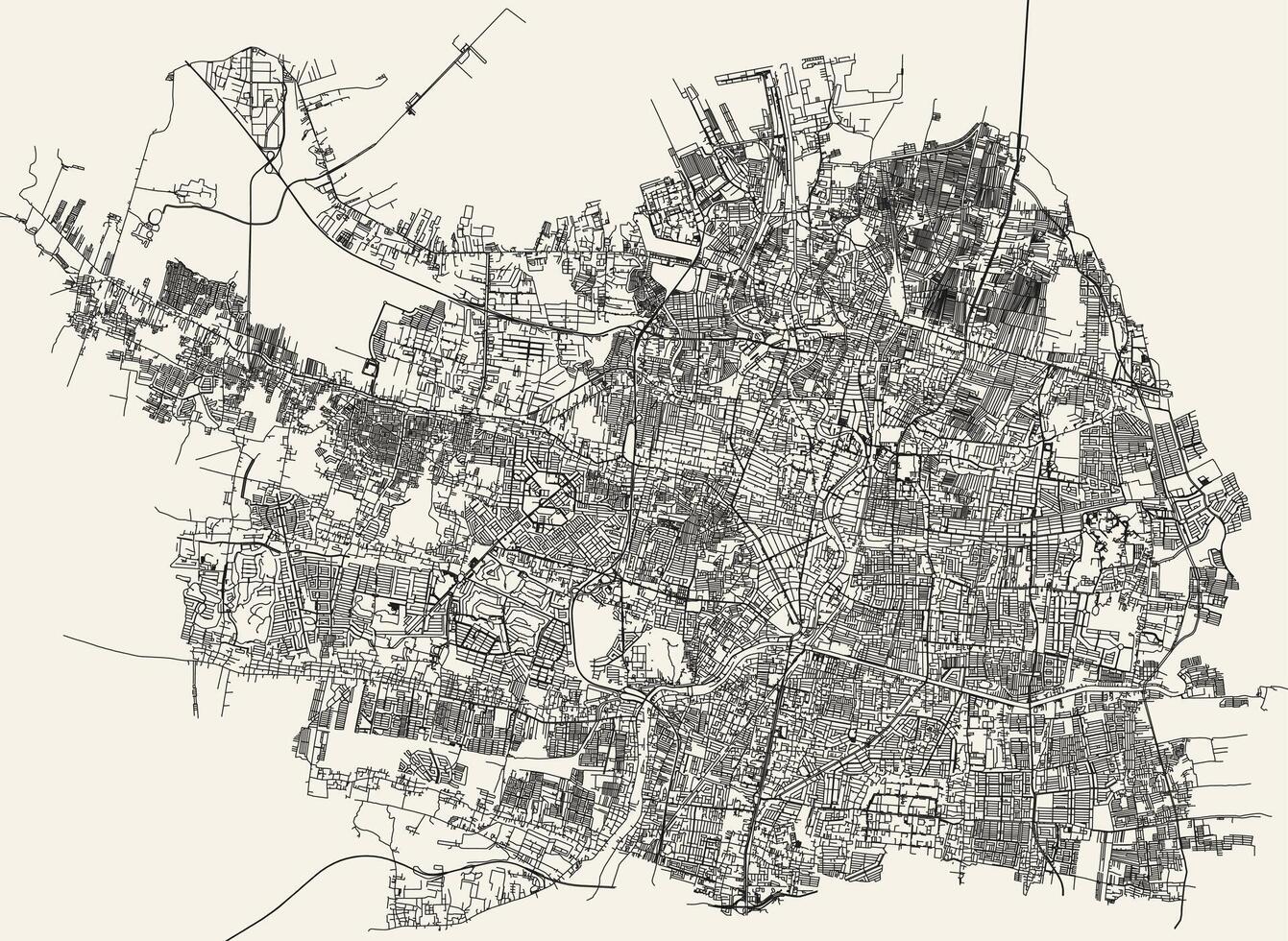 stad väg Karta av surabaya, öst java, indonesien vektor