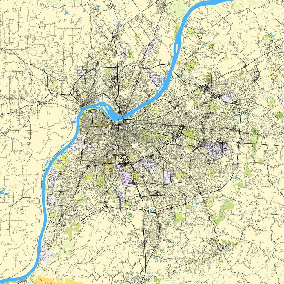 Karta av louisville, Kentucky, USA vektor