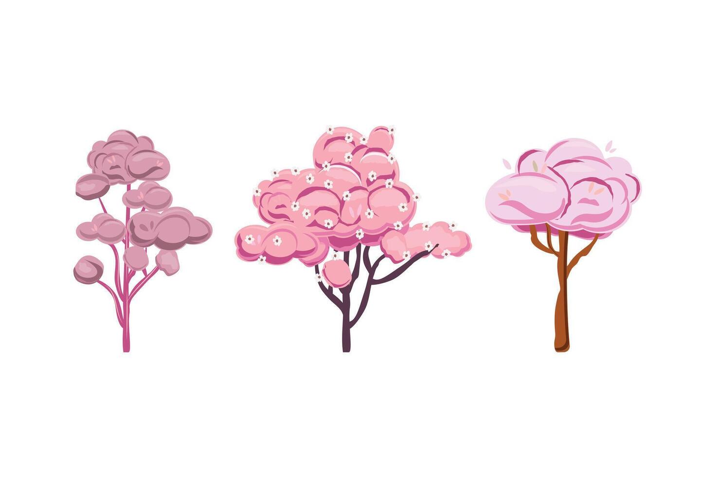 rosa blomma trio. tre rosa träd vektor