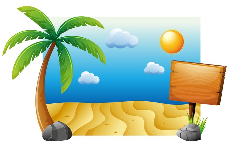 Sommarplats med strand och träd vektor