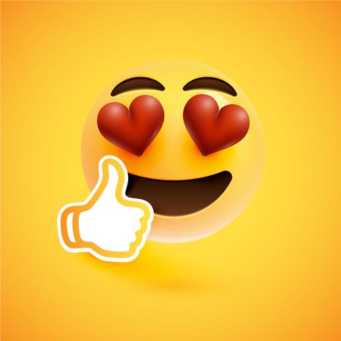 Emoticon med tummen upp, vektor illustration