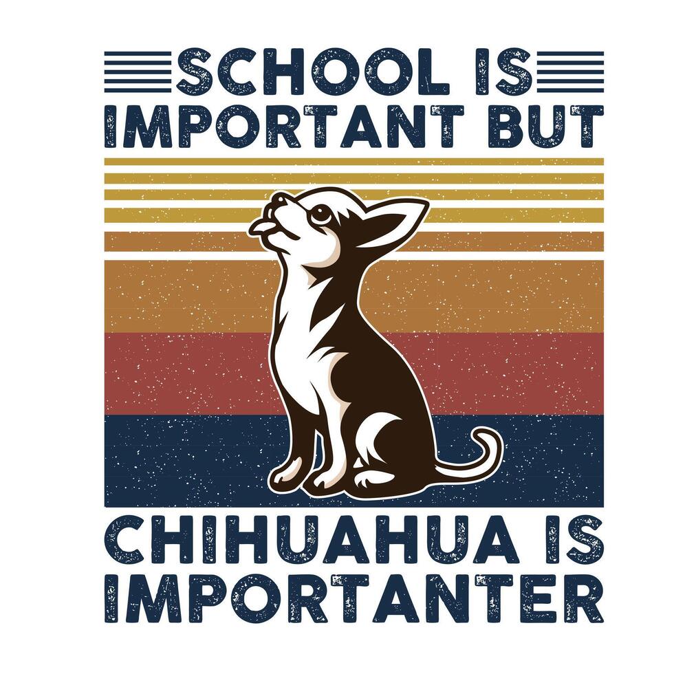 Schule ist wichtig aber Chihuahua ist wichtiger Typografie T-Shirt Design vektor