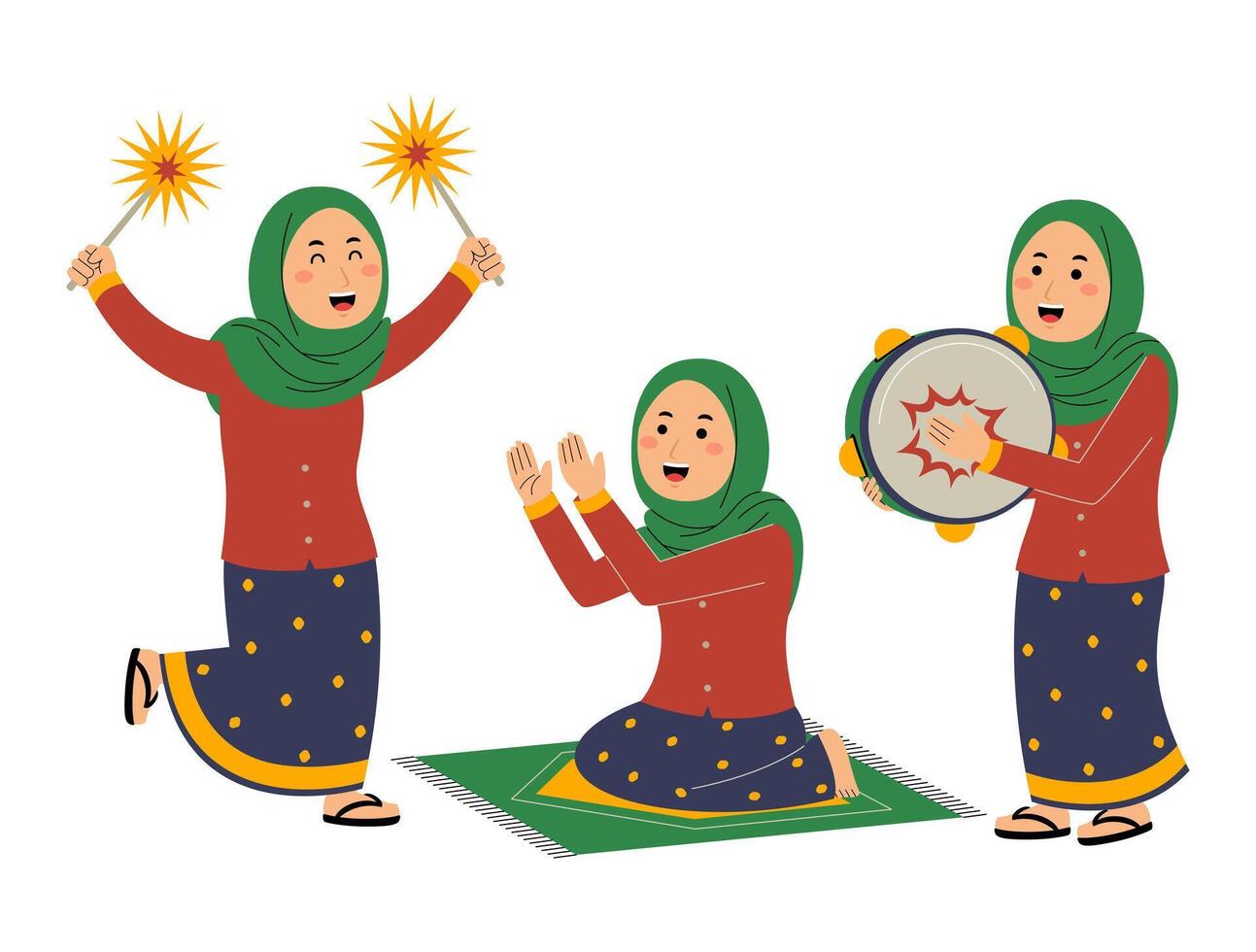 jung Frau Ramadan Aktivität Vektor Illustration