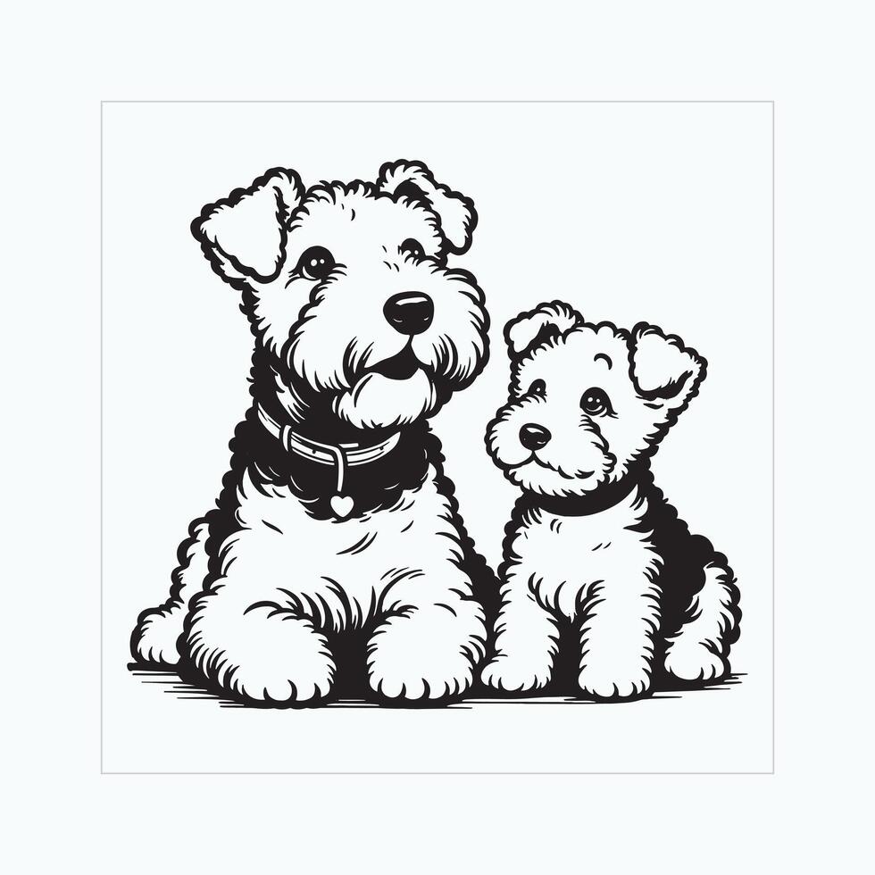 ai genererad sjöland terrier hund familj ClipArt illustration vektor