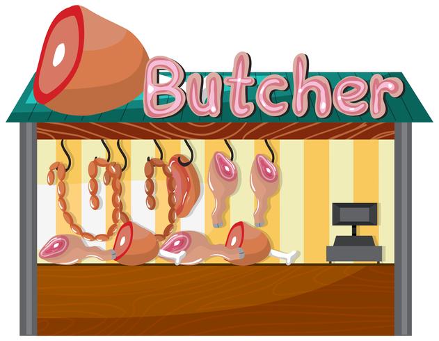En Butcher Shop på vit bakgrund vektor