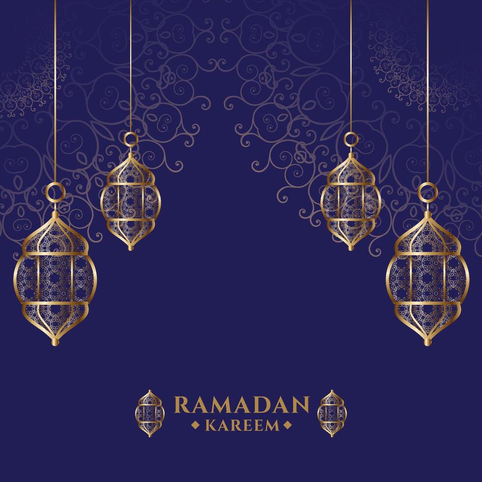 ramadan kareem islamic gyllene lykta bakgrund design vektor