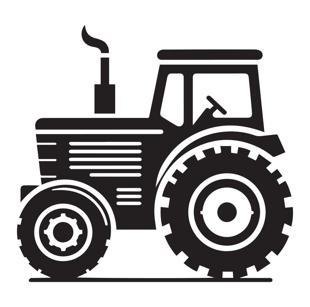 Silhouette von ein Traktor Illustration Vektor mit schwarz alt Traktor auf Weiß Hintergrund, Traktor isoliert auf Weiß Hintergrund