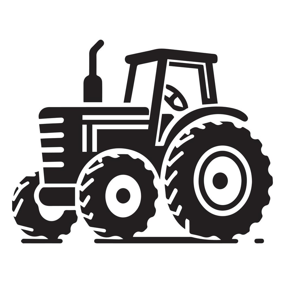 Silhouette von ein Traktor Illustration Vektor mit schwarz alt Traktor auf Weiß Hintergrund, Traktor isoliert auf Weiß Hintergrund