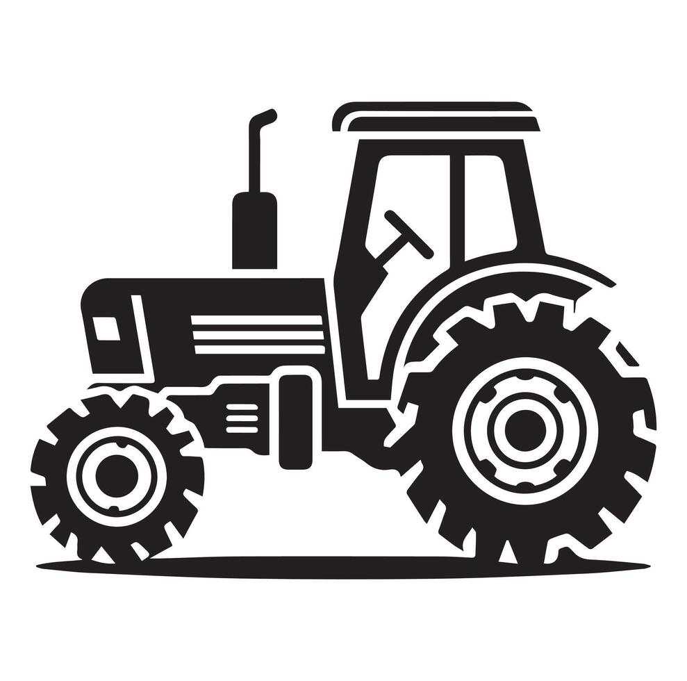 silhuett av en traktor illustration vektor med svart gammal traktor på vit bakgrund, traktor isolerat på vit bakgrund