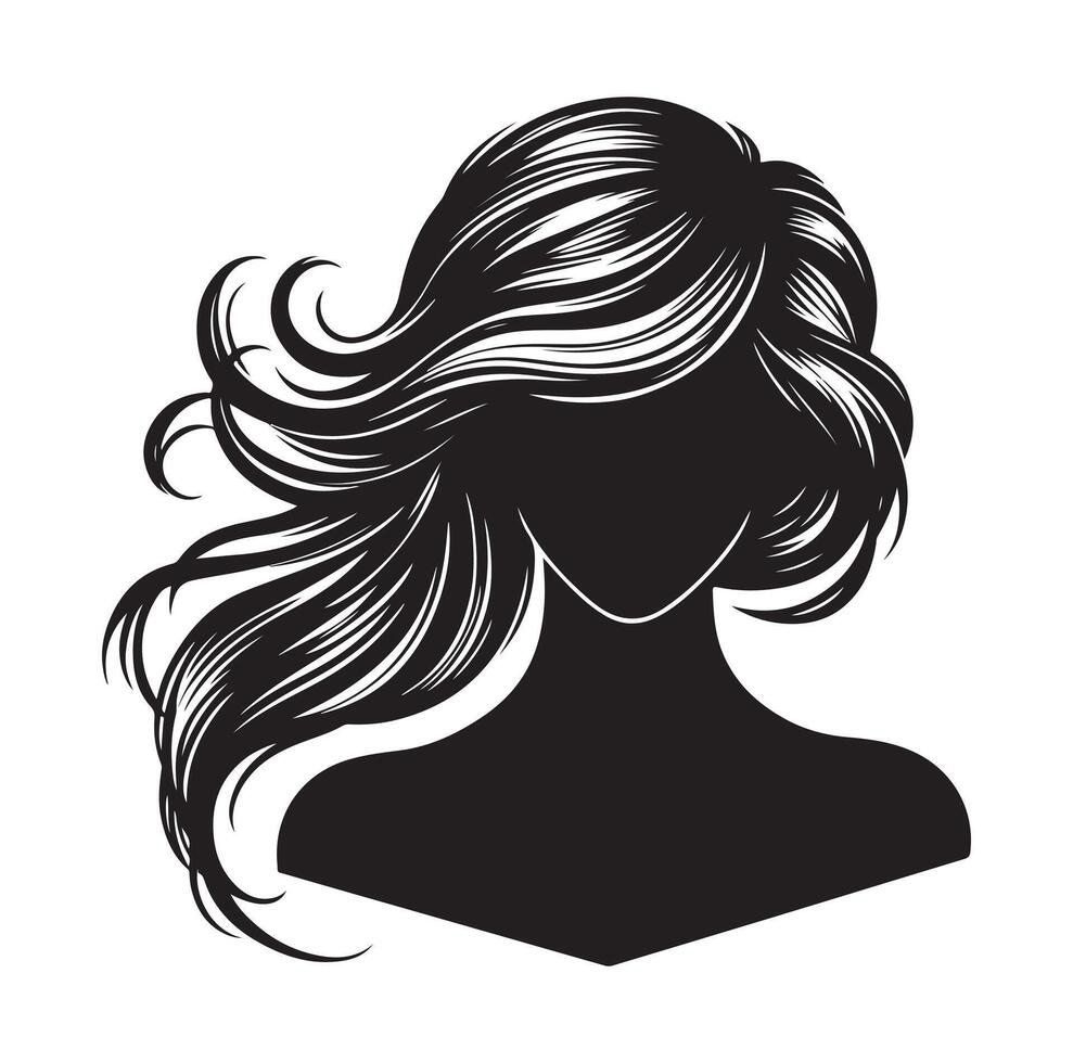 Frau mit Haar Vektor, Silhouette von ein Mädchen, Silhouette von ein Mädchen vektor