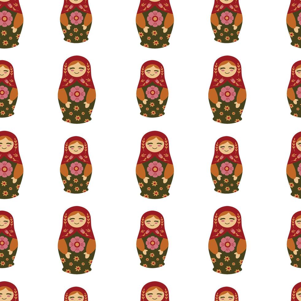 ryska docka, matryoshka sömlös mönster. vektor, isolerat vektor