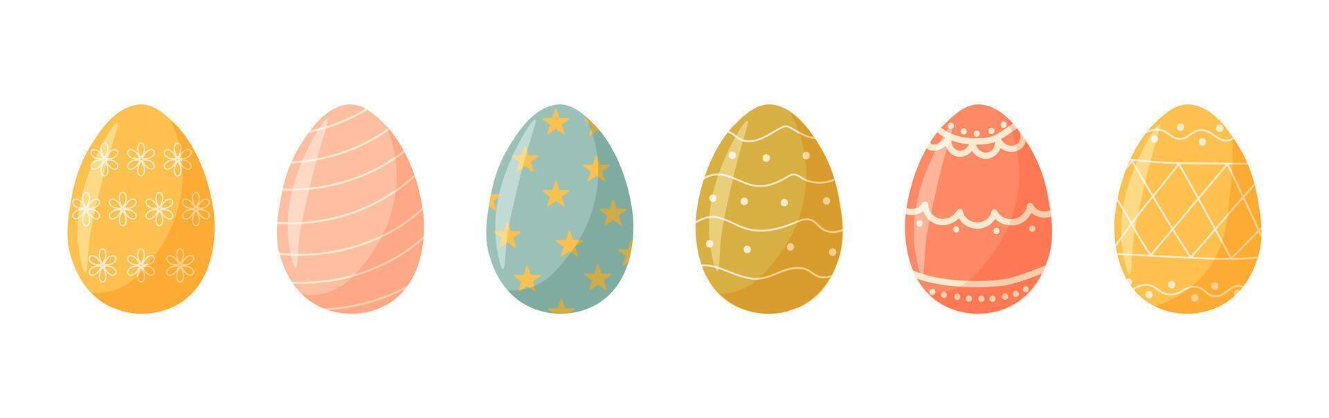 uppsättning av söt färgrik påsk ägg med mönster. traditionell religiös påsk symboler. dekorativ element samling vektor