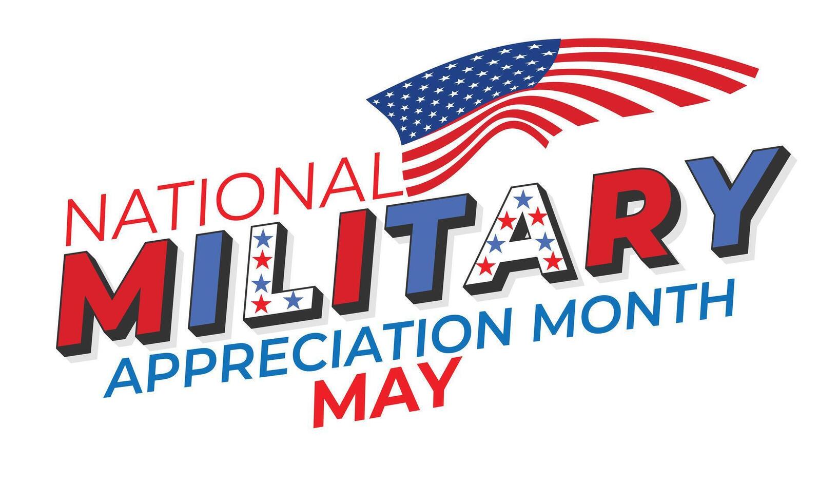 National Militär- Anerkennung Monat. Hintergrund, Banner, Karte, Poster, Vorlage. Vektor Illustration.
