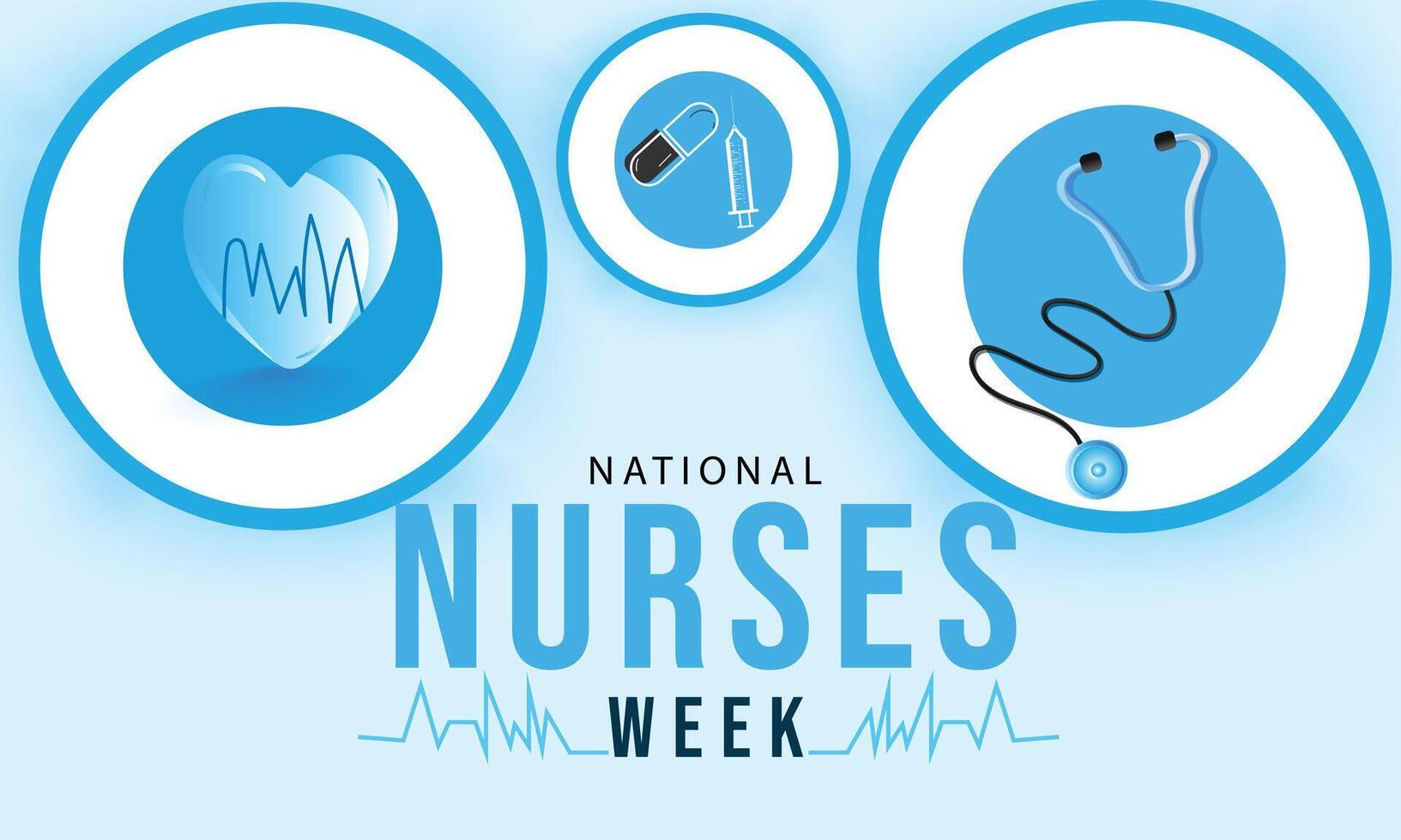 National Krankenschwestern Woche. Hintergrund, Banner, Karte, Poster, Vorlage. Vektor Illustration.