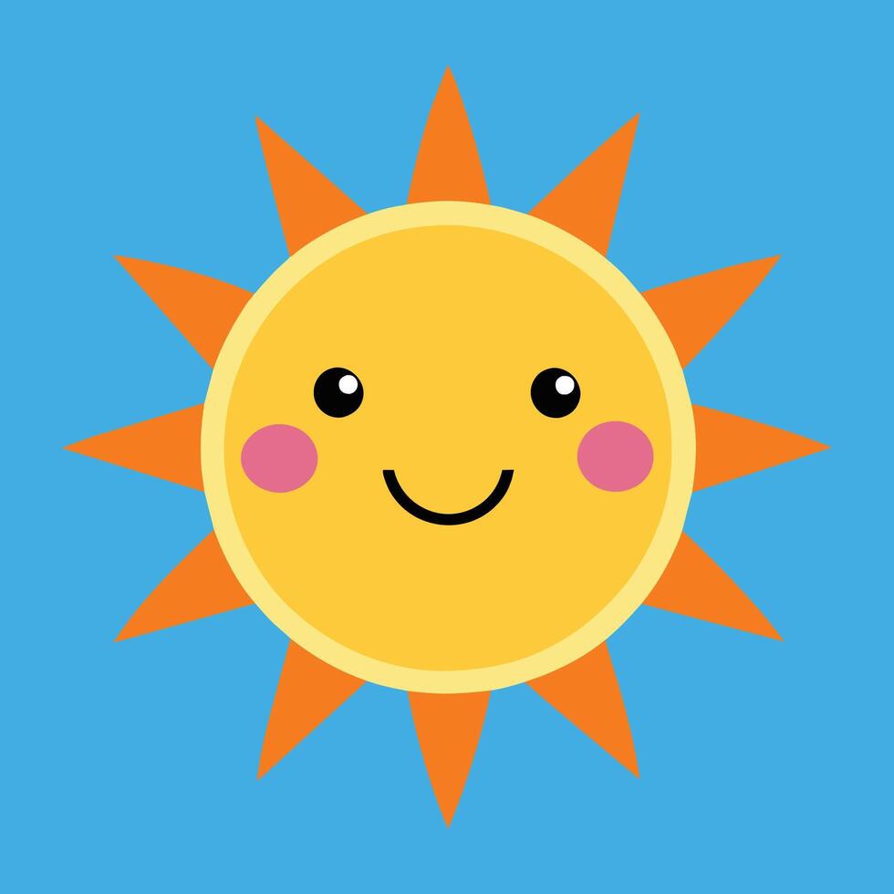süß Karikatur lächelnd Sonne. komisch Sonne Vektor auf ein isoliert Hintergrund